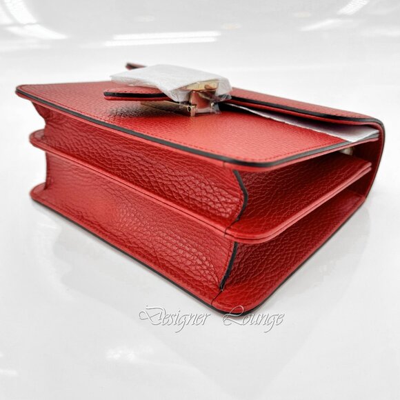 SOLD! NEW GUCCI Interlocking GG Red Leather Crossbody Chain Bag $1,980 Authentic - Picture 5 of 12